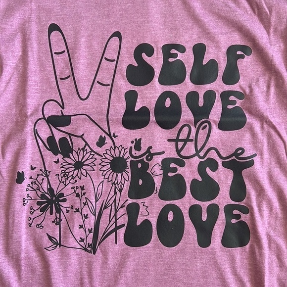 Self Love is The Best Love Lavender and Black Graphic Tee - Picture 2 of 4